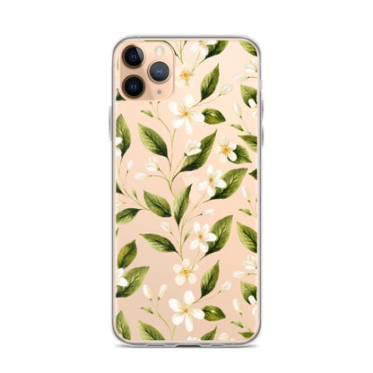 White Floral Clear iPhone Case