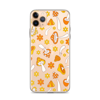 Retro Mushrooms Clear iPhone Case