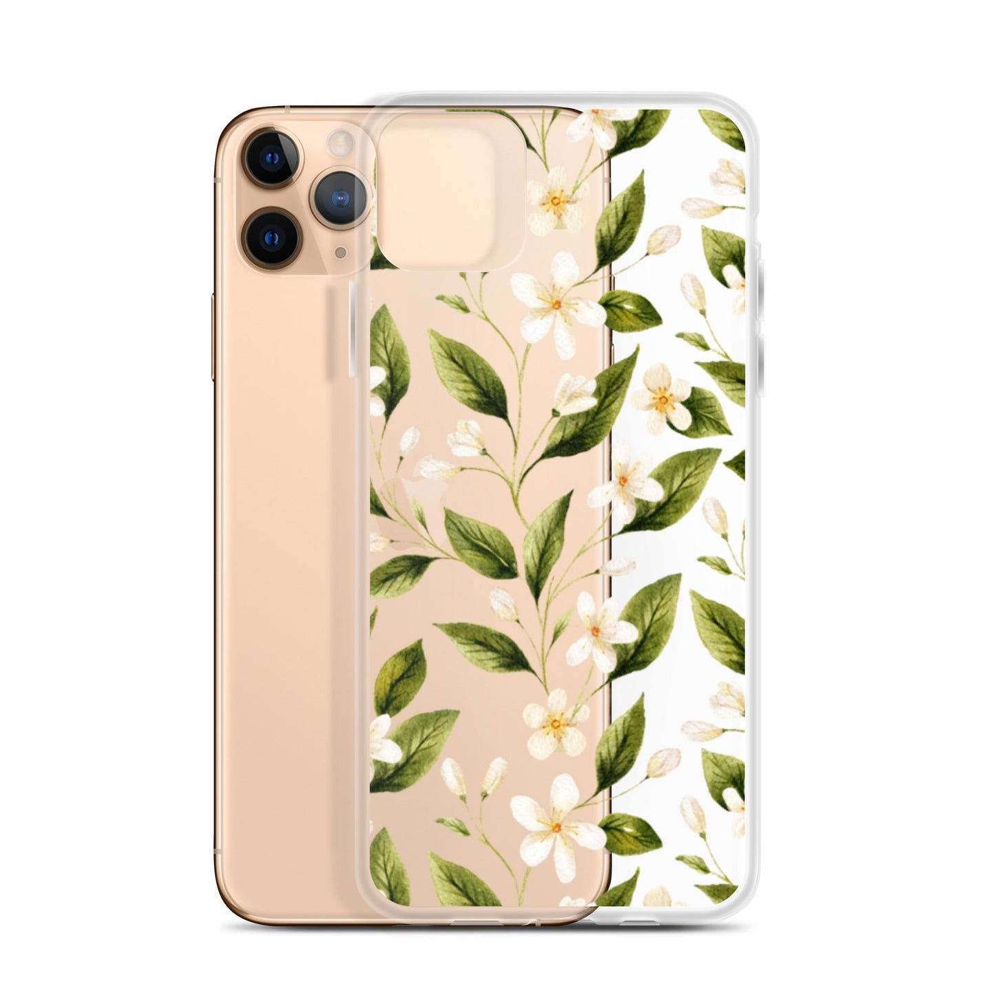 White Floral Clear iPhone Case