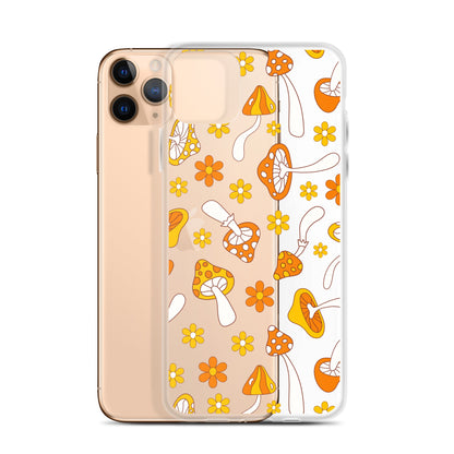 Retro Mushrooms Clear iPhone Case