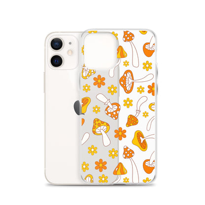Retro Mushrooms Clear iPhone Case