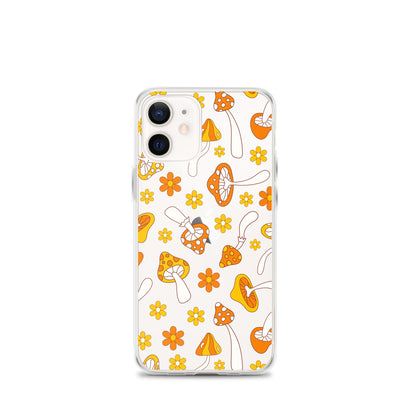 Retro Mushrooms Clear iPhone Case