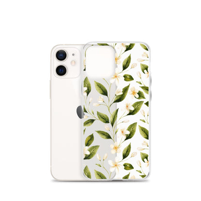 White Floral Clear iPhone Case