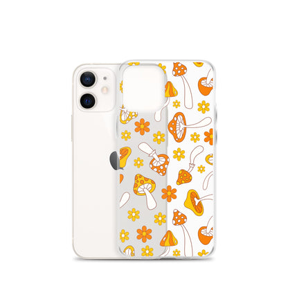 Retro Mushrooms Clear iPhone Case