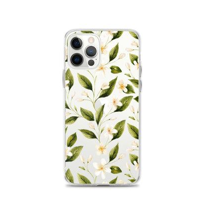 White Floral Clear iPhone Case