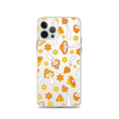 Retro Mushrooms Clear iPhone Case