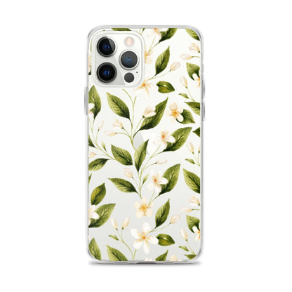 White Floral Clear iPhone Case