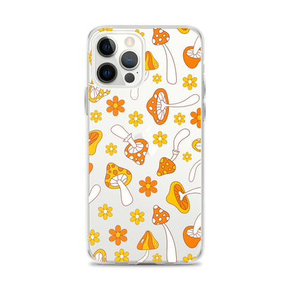Retro Mushrooms Clear iPhone Case