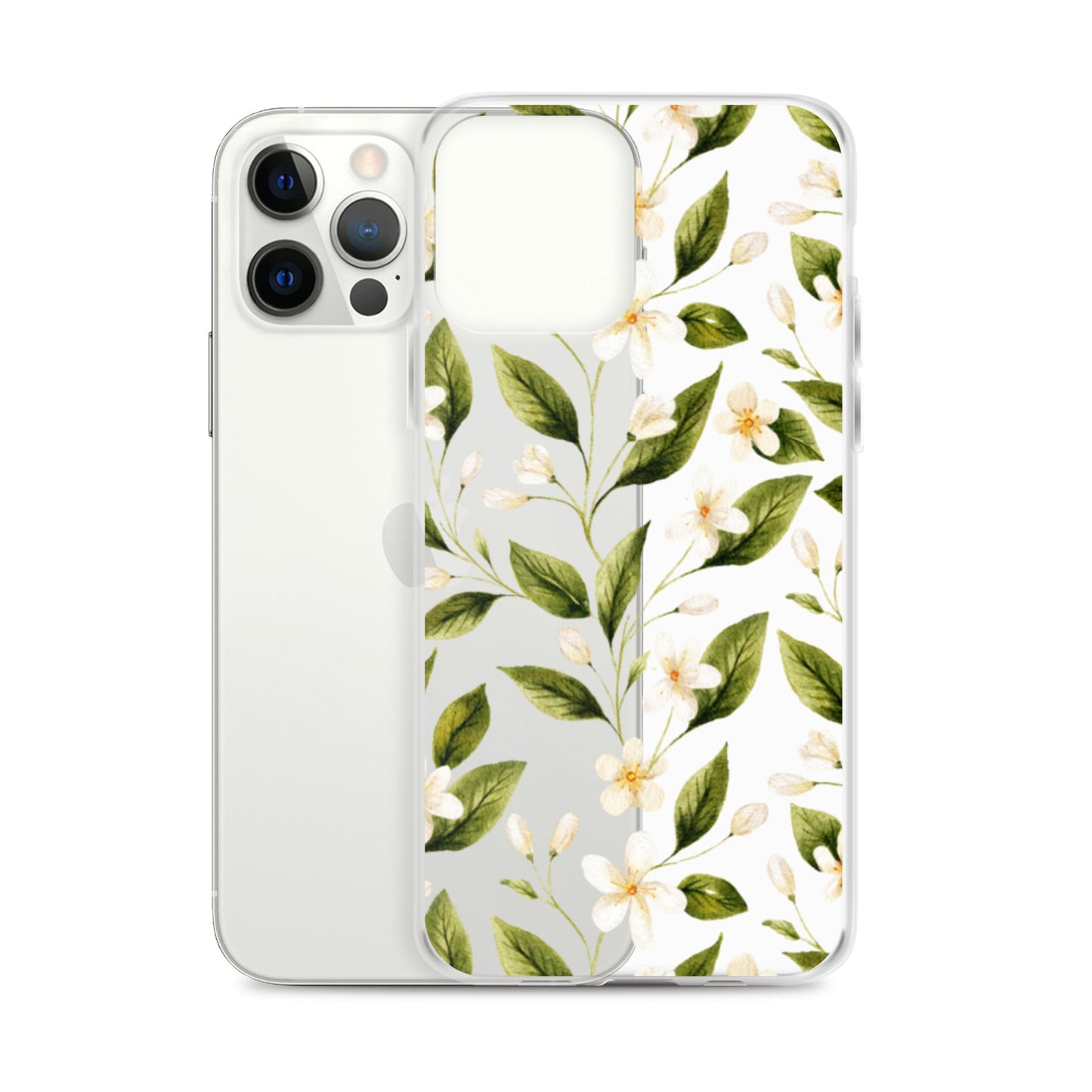 White Floral Clear iPhone Case