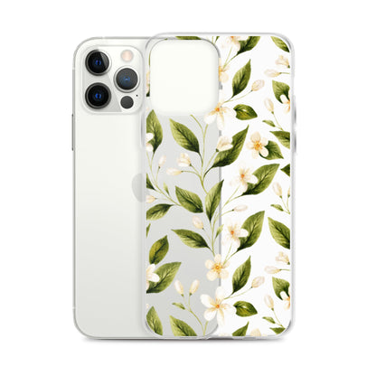 White Floral Clear iPhone Case