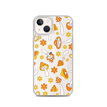 Retro Mushrooms Clear iPhone Case