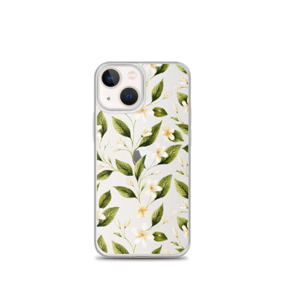 White Floral Clear iPhone Case