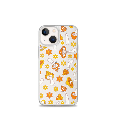 Retro Mushrooms Clear iPhone Case