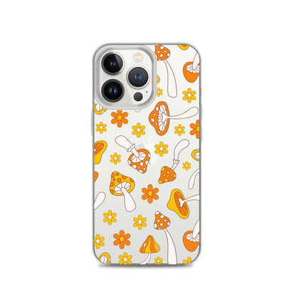 Retro Mushrooms Clear iPhone Case