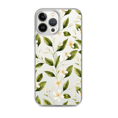 White Floral Clear iPhone Case