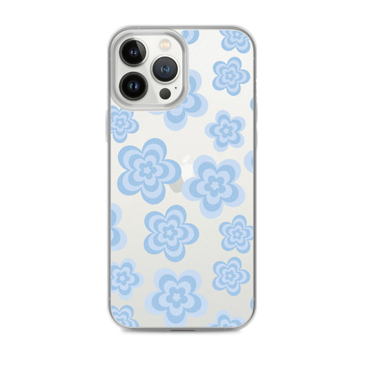 Blue Floral Clear iPhone Case