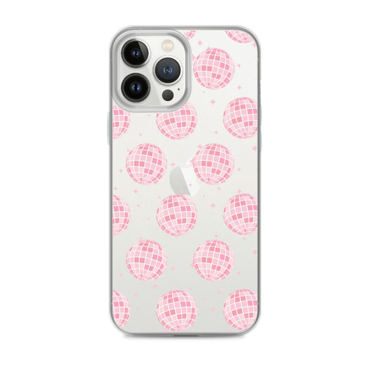 Light Pink Disco Balls Clear iPhone Case