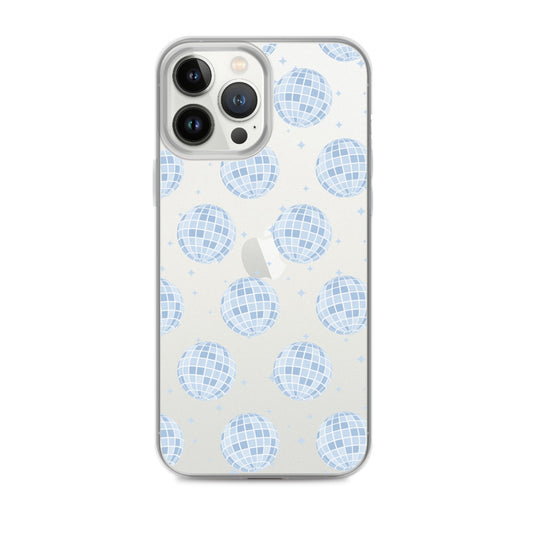 Light Blue Disco Balls Clear iPhone Case