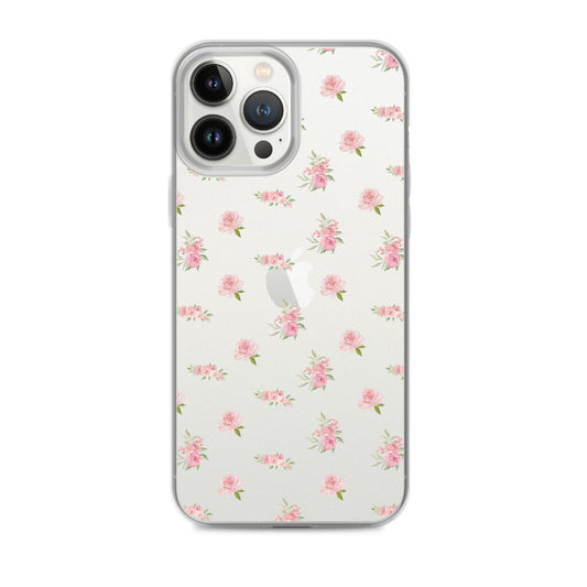 Pink Vintage Roses Clear iPhone Case