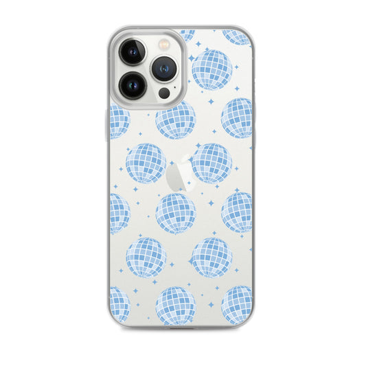 Blue Disco Balls Clear iPhone Case