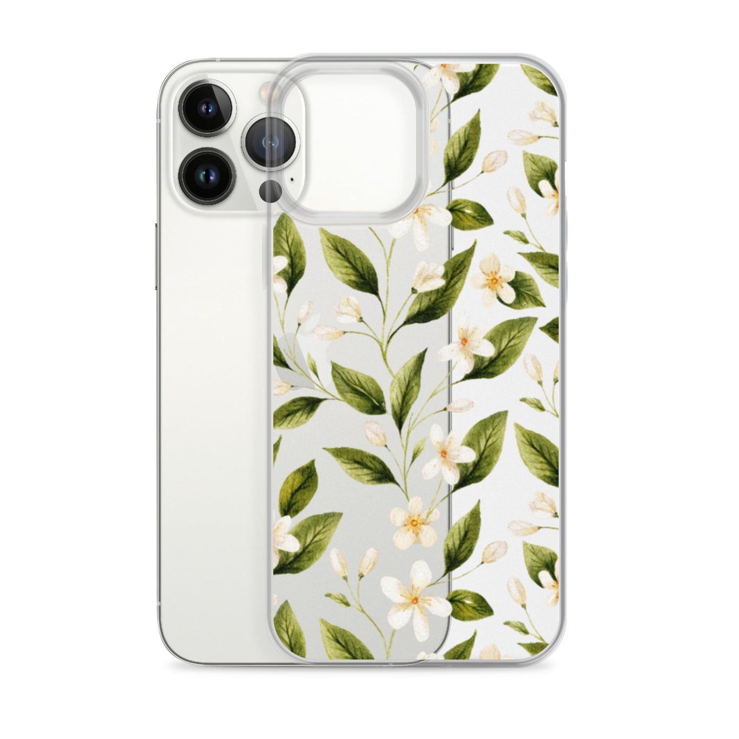 White Floral Clear iPhone Case