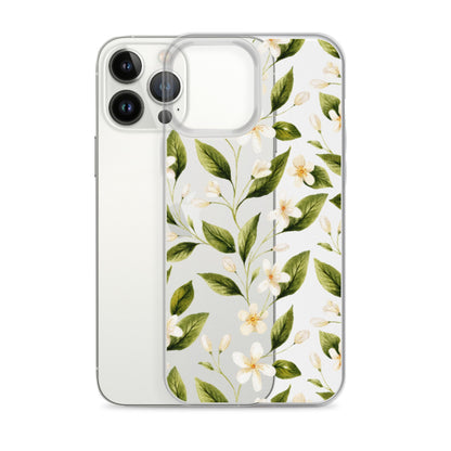 White Floral Clear iPhone Case