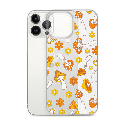 Retro Mushrooms Clear iPhone Case