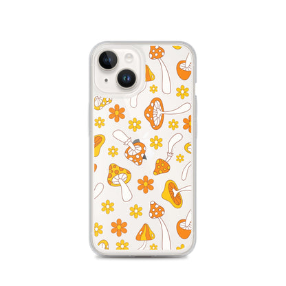 Retro Mushrooms Clear iPhone Case
