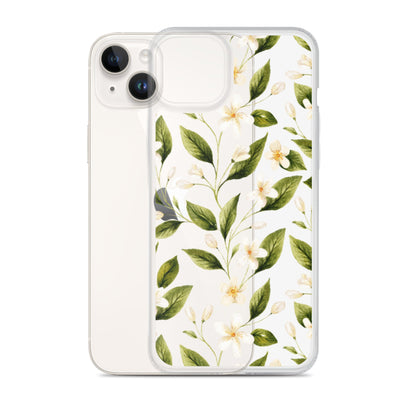 White Floral Clear iPhone Case