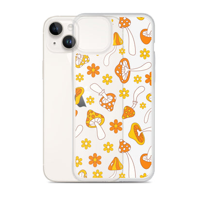 Retro Mushrooms Clear iPhone Case