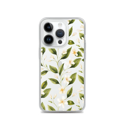 White Floral Clear iPhone Case