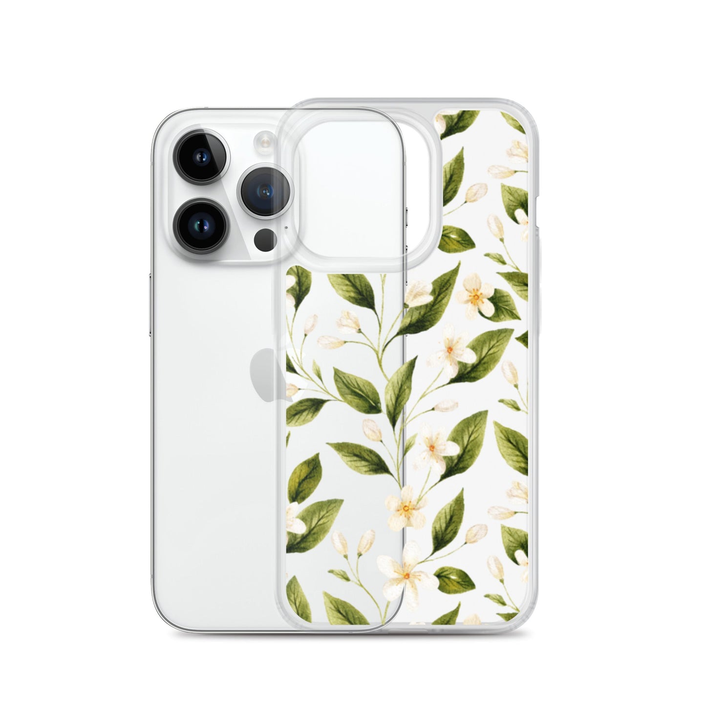 White Floral Clear iPhone Case