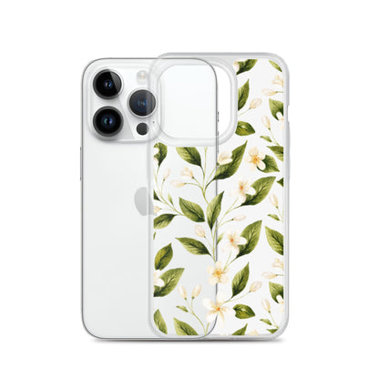 White Floral Clear iPhone Case