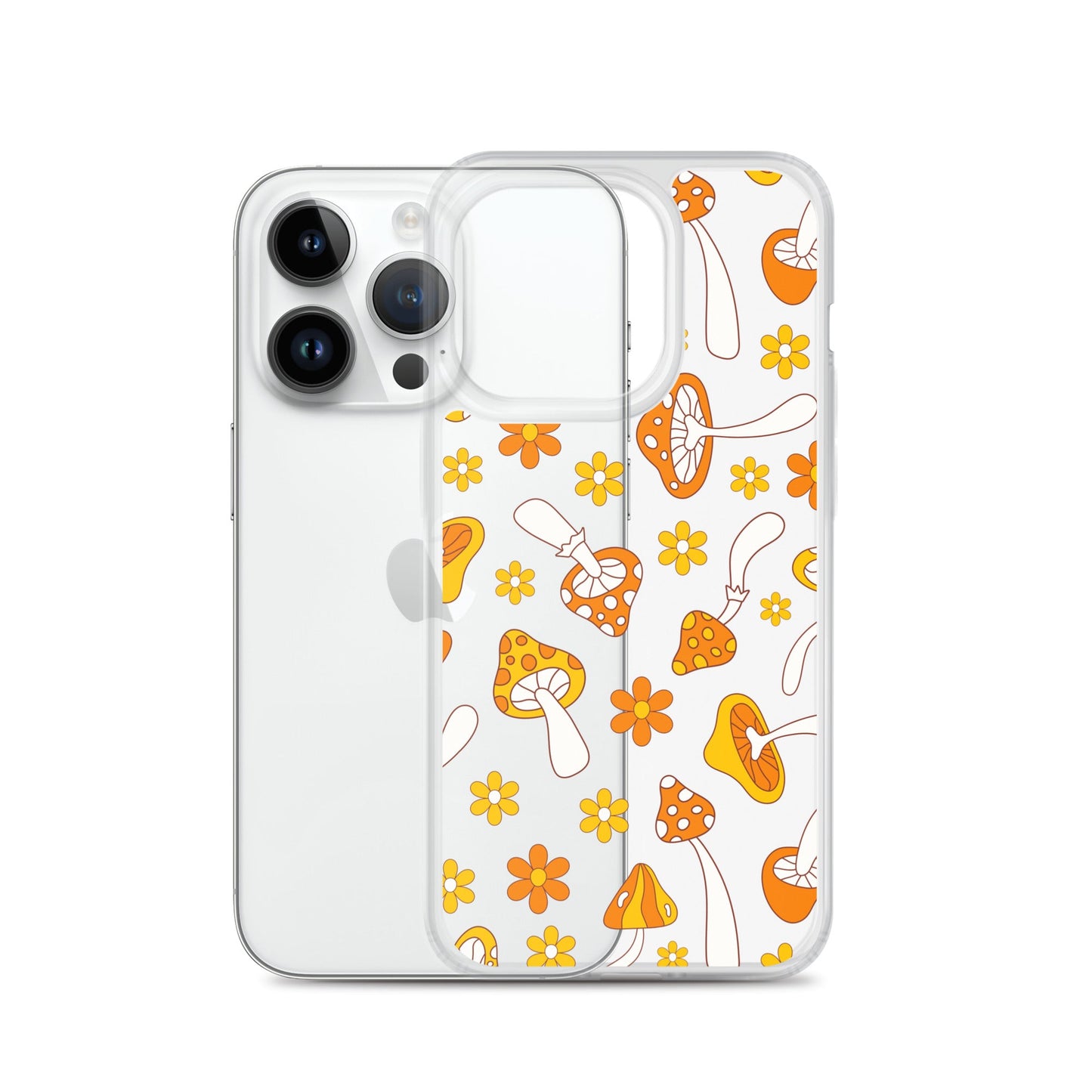 Retro Mushrooms Clear iPhone Case