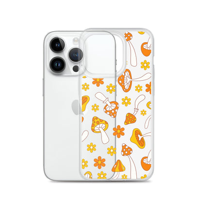 Retro Mushrooms Clear iPhone Case