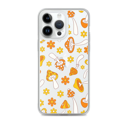 Retro Mushrooms Clear iPhone Case