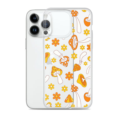 Retro Mushrooms Clear iPhone Case