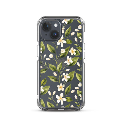 White Floral Clear iPhone Case
