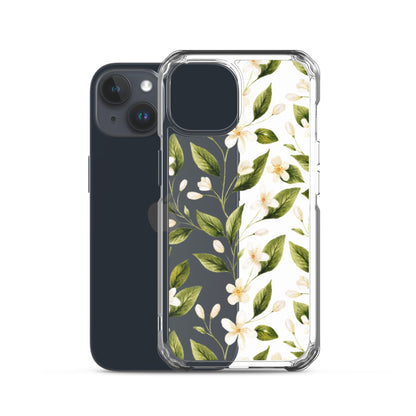 White Floral Clear iPhone Case