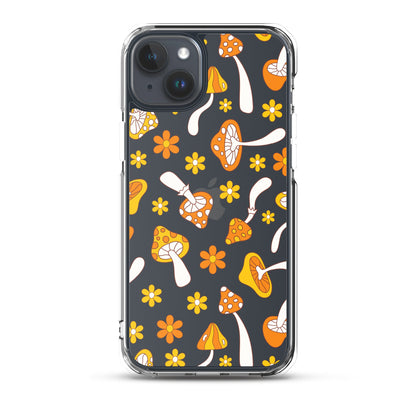 Retro Mushrooms Clear iPhone Case