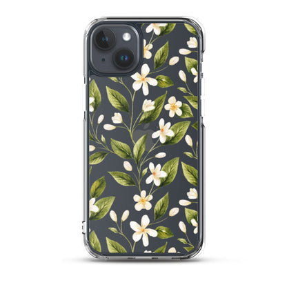 White Floral Clear iPhone Case