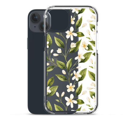 White Floral Clear iPhone Case