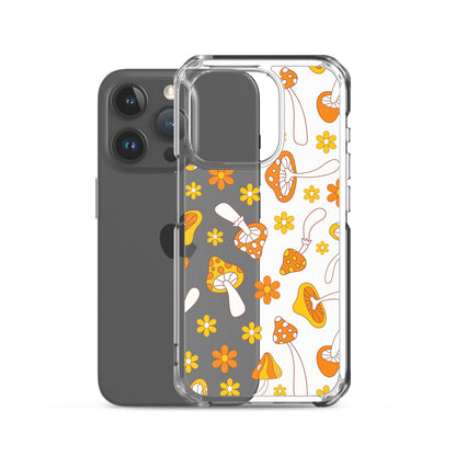 Retro Mushrooms Clear iPhone Case