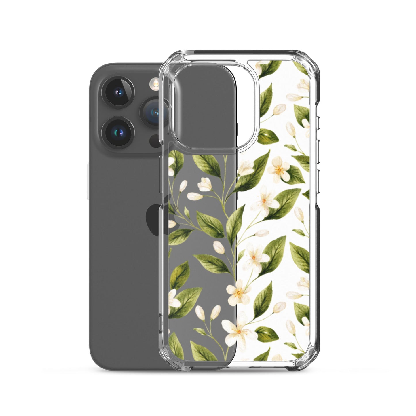 White Floral Clear iPhone Case