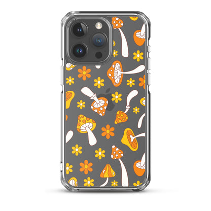 Retro Mushrooms Clear iPhone Case