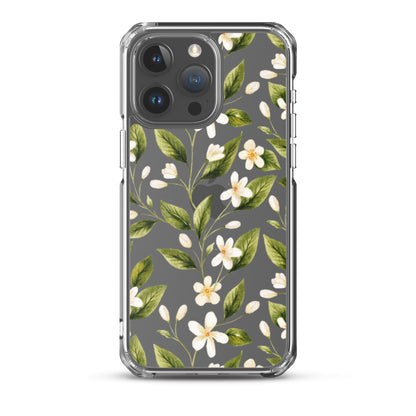 White Floral Clear iPhone Case