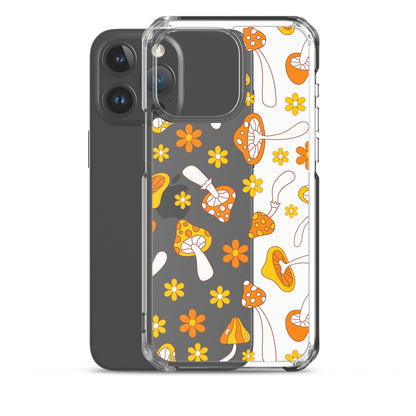 Retro Mushrooms Clear iPhone Case