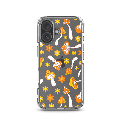 Retro Mushrooms Clear iPhone Case