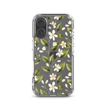 White Floral Clear iPhone Case