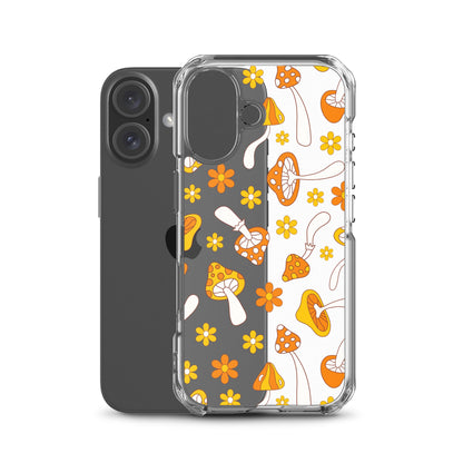 Retro Mushrooms Clear iPhone Case